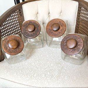Set of 4 Vintage Glass Canisters